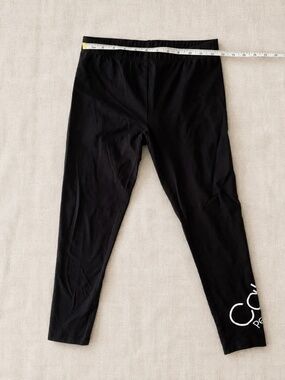 Calvin Klein Performance Girls L 12/14 Black Logo Cotton Leggings